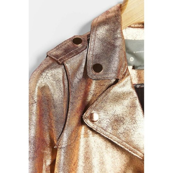 Brisa Metallic Cropped Faux Leather Moto Jacket - Picture 3 of 6